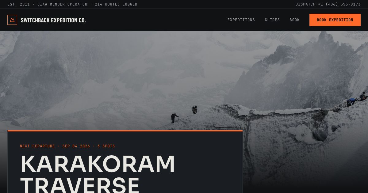 Adventure Travel Website Template — home page screenshot