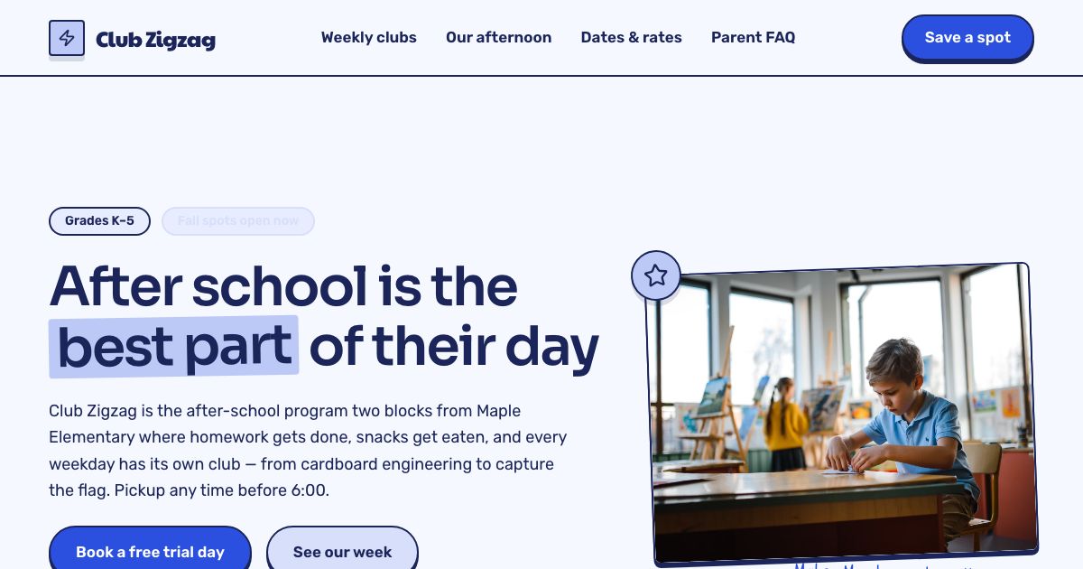After School Program Website — home page screenshot