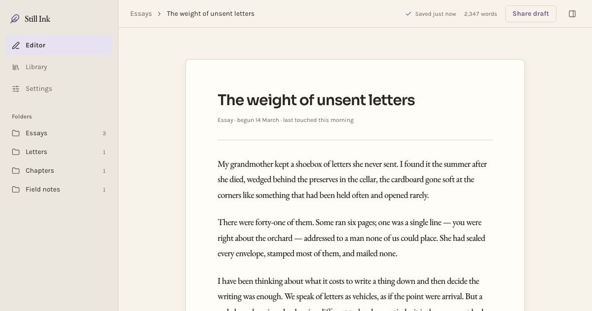 AI Writing Assistant UI — home page screenshot