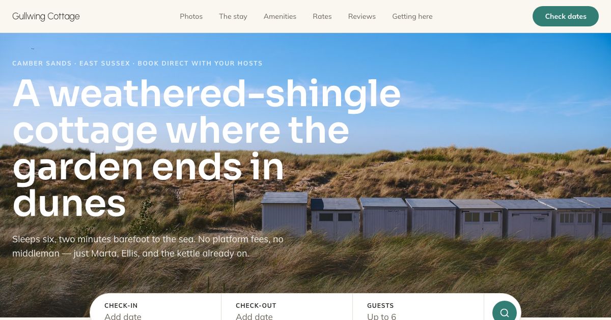 Airbnb Direct Booking Website — home page screenshot