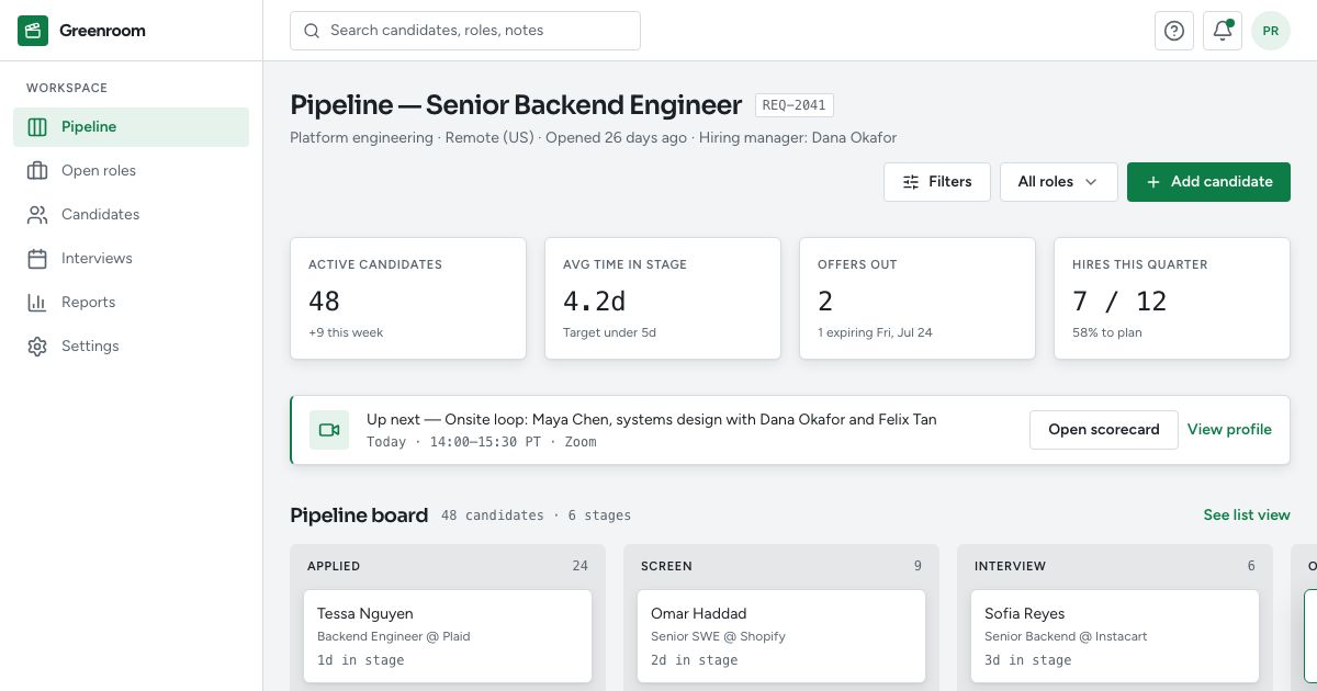 Applicant Tracking System (ATS) Dashboard Template — home page screenshot