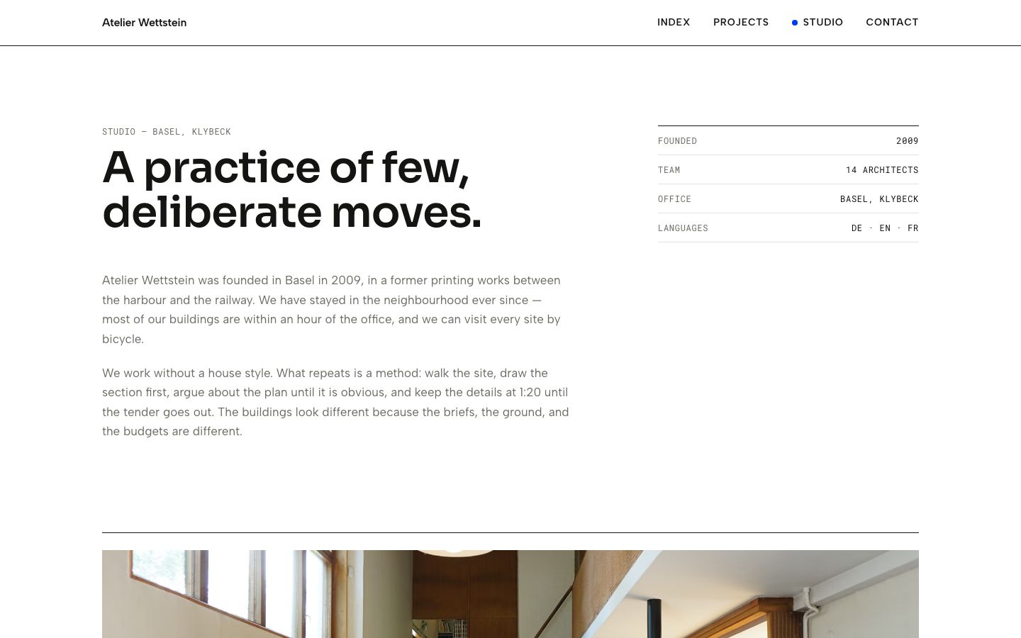 Architecture Portfolio Website — studio page screenshot