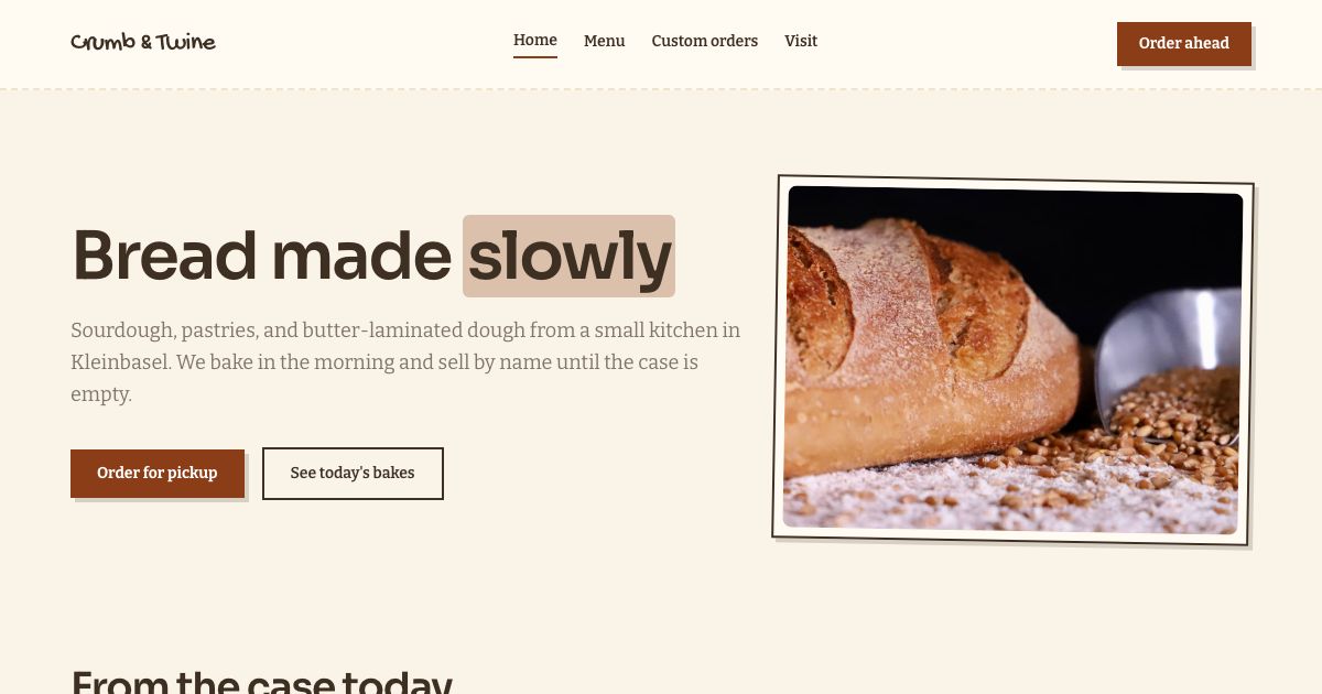 Bakery Website Template — home page screenshot