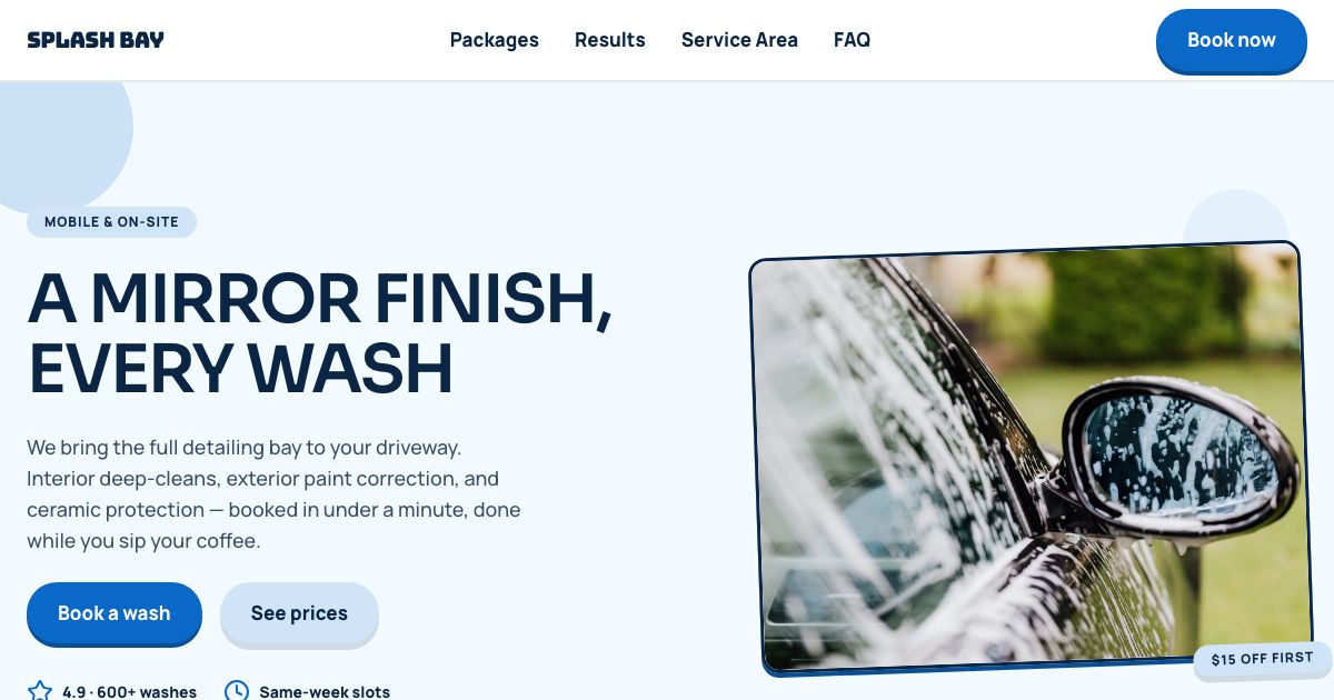 Auto Detailing Website Template — home page screenshot