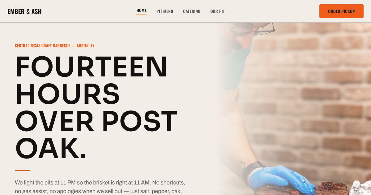 BBQ Restaurant Website Template — home page screenshot