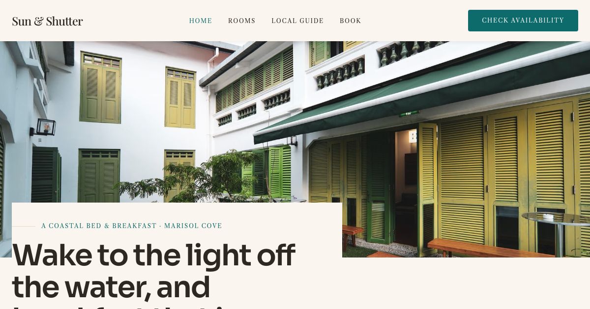 Bed and Breakfast Website Template — home page screenshot