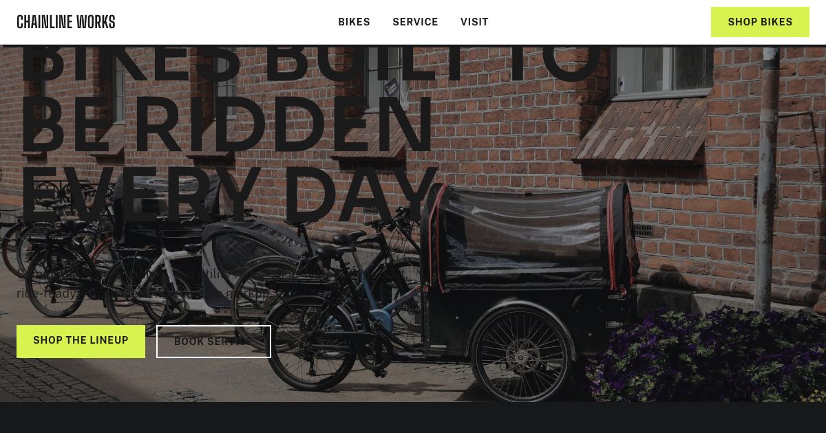 Bike Shop Website Template — home page screenshot