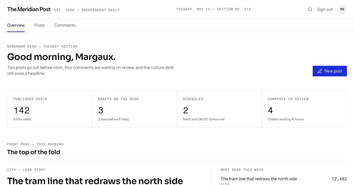 Blog Admin Panel Template — home page screenshot