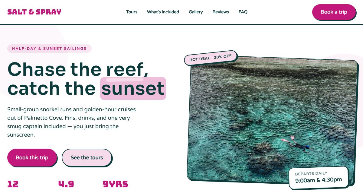 Boat Tour Website Template — home page screenshot