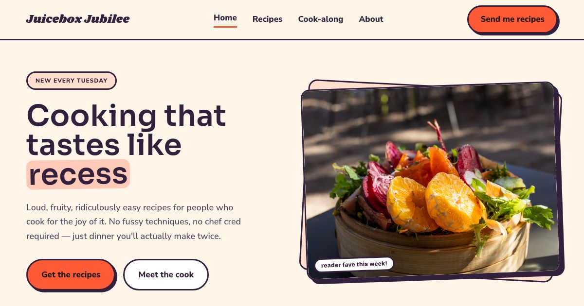 Recipe Blog Template — home page screenshot
