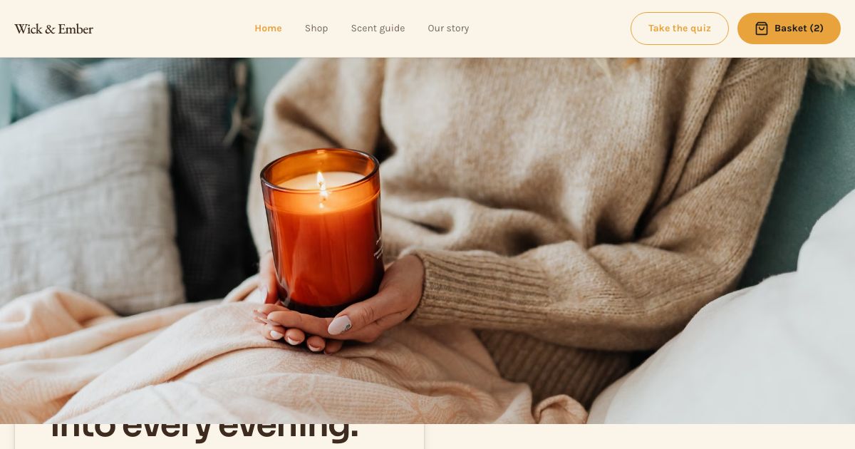 Candle Website Template — home page screenshot