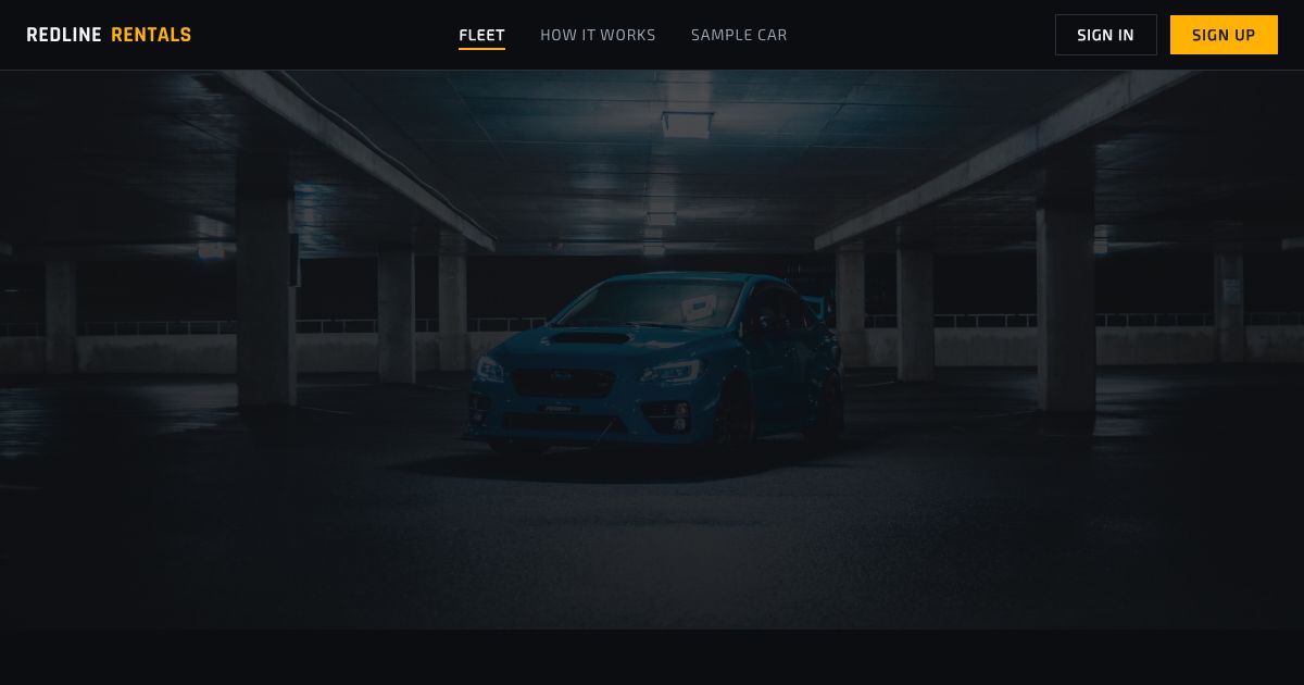 Car Rental Booking Template — home page screenshot