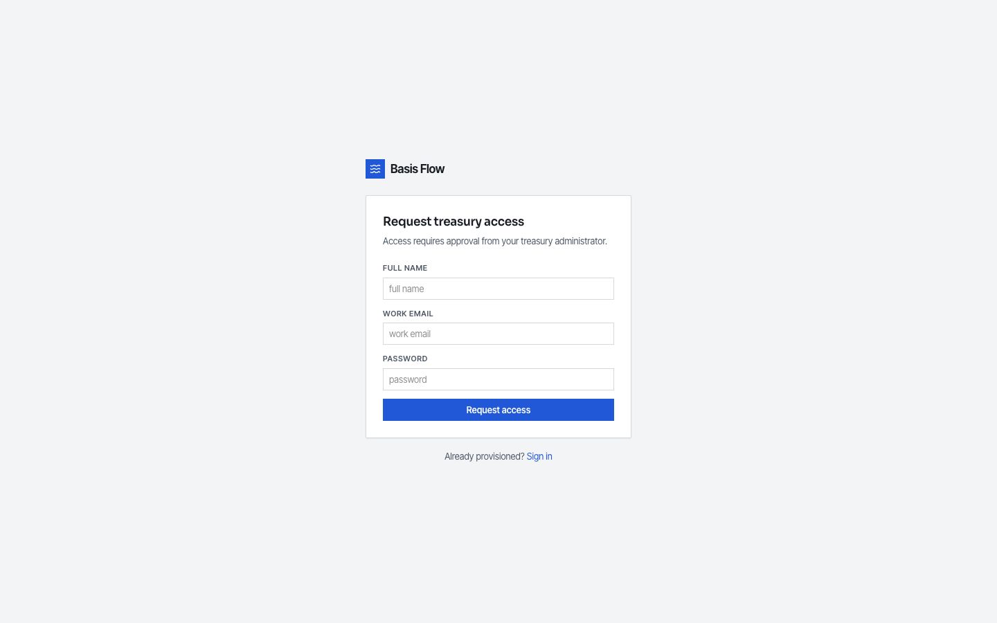 Cash Flow Dashboard Template — signup page screenshot