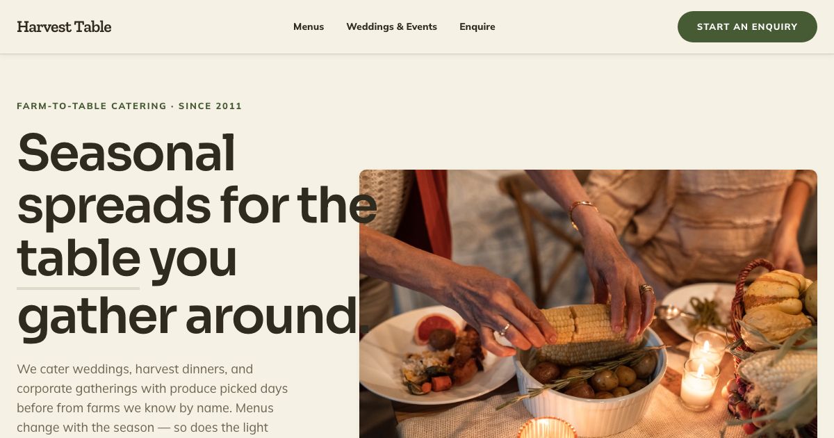Catering Website Template — home page screenshot