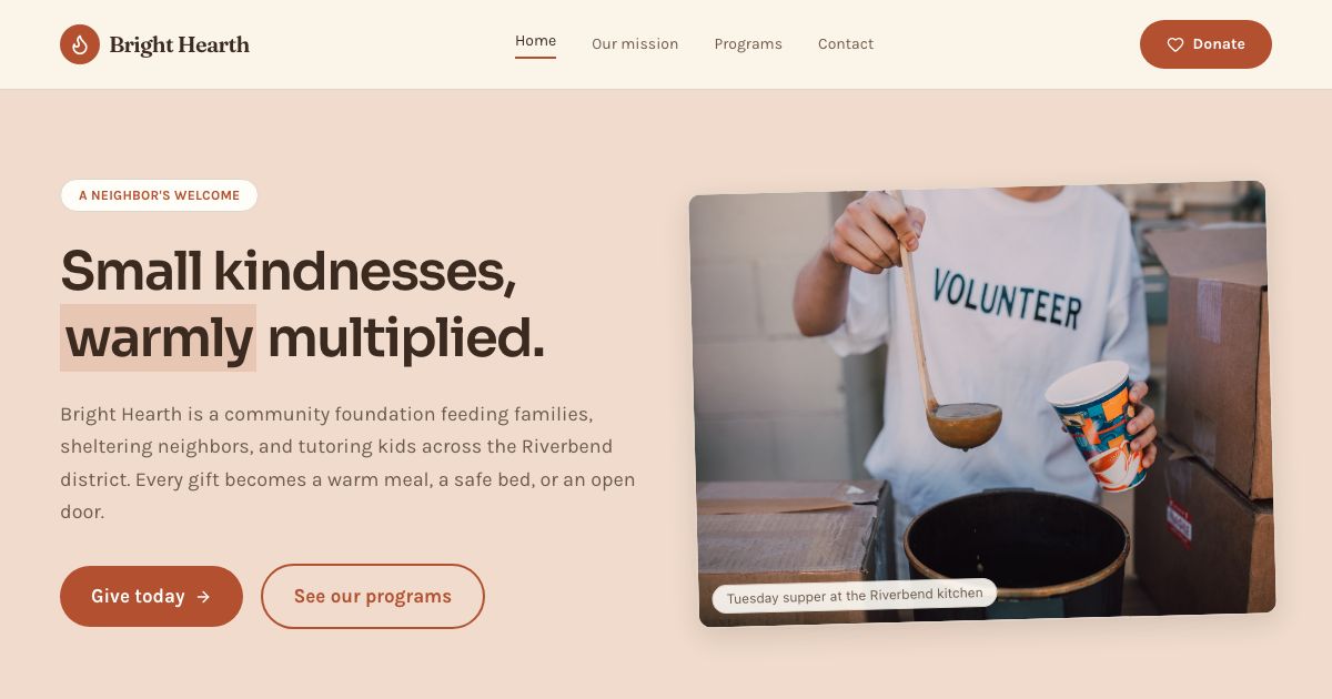 Nonprofit Website Template — home page screenshot