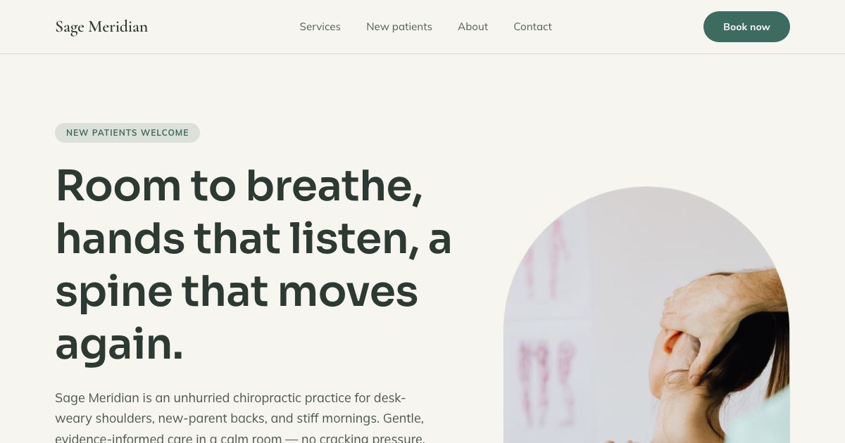 Chiropractor Website Template — home page screenshot
