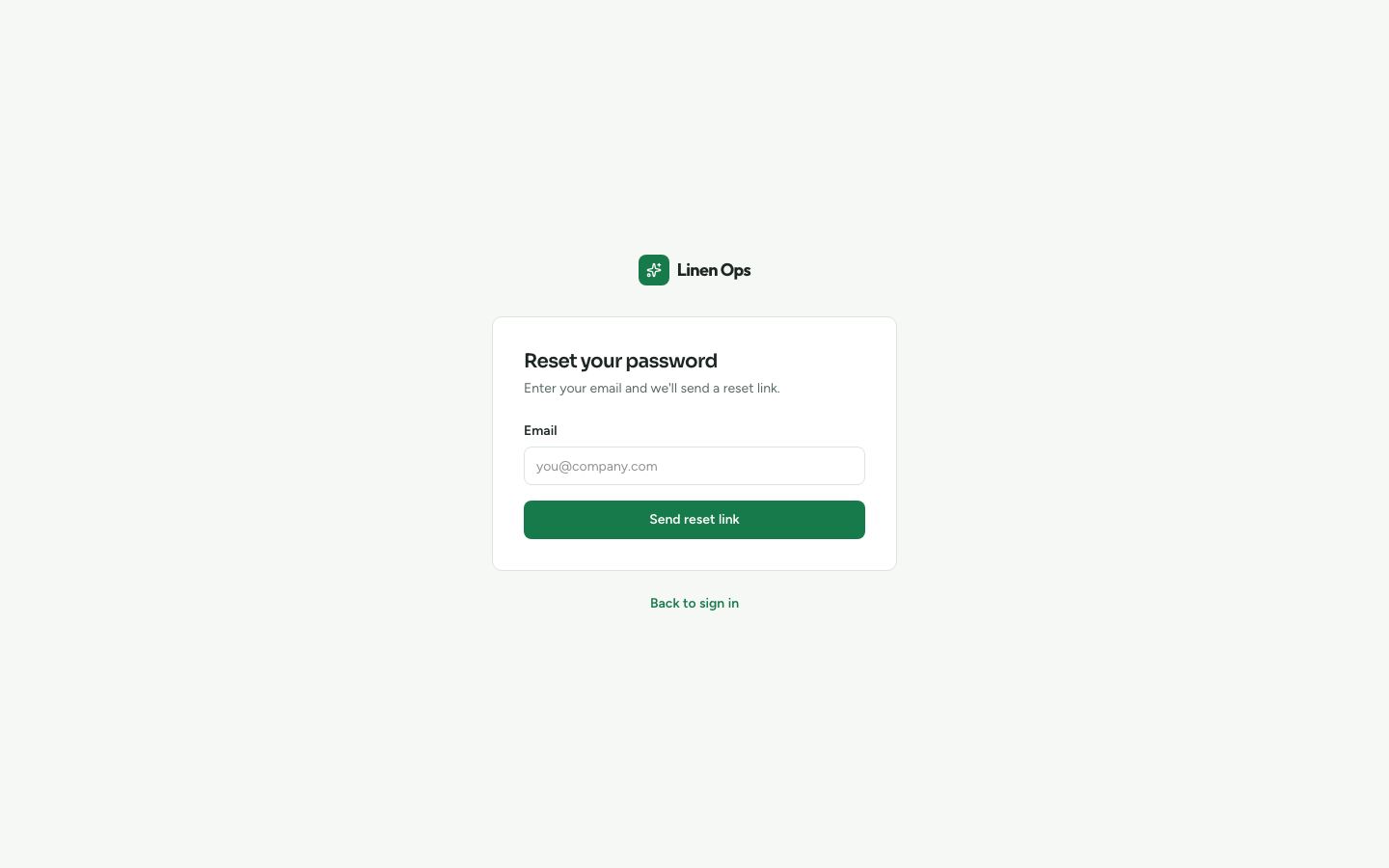 Cleaning Business Software Template — forgot password page screenshot