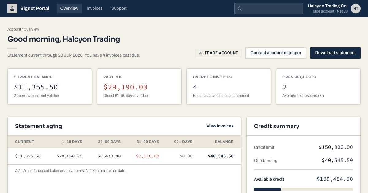 Client Portal UI Template — home page screenshot