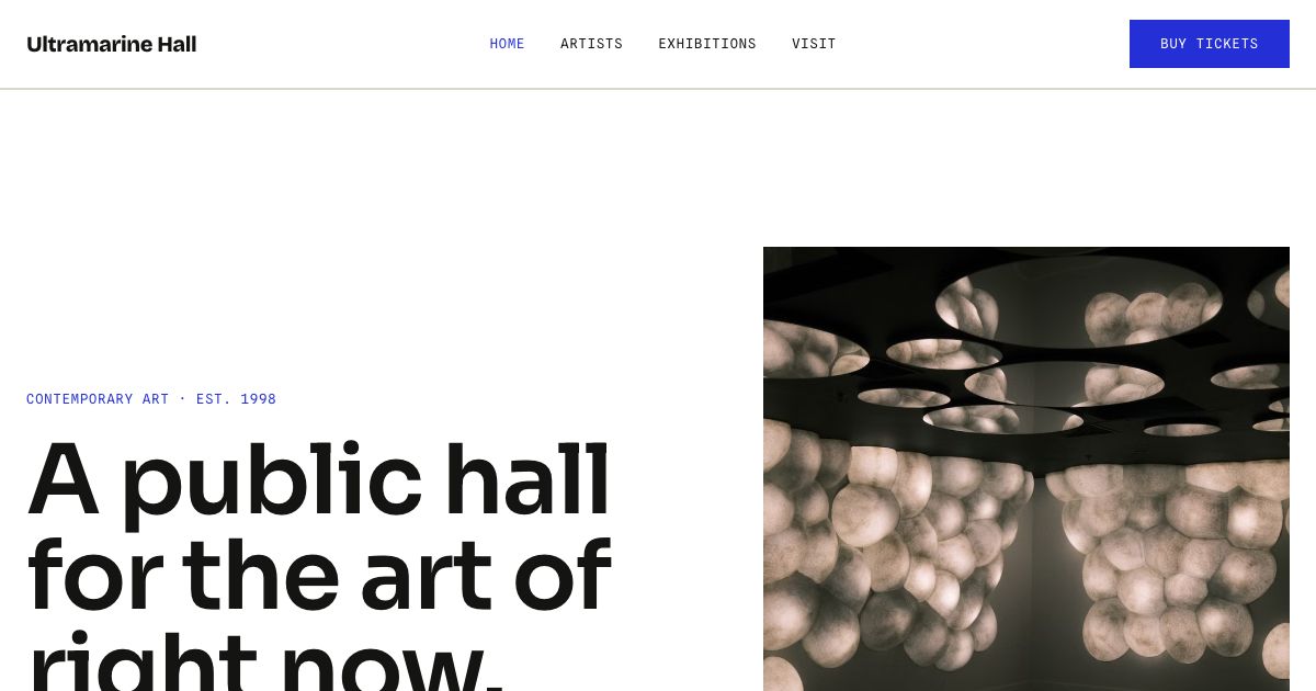 Art Gallery Website Template — home page screenshot