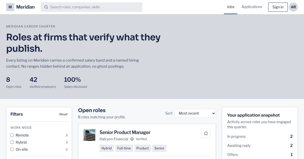 Job Board UI Template — home page screenshot
