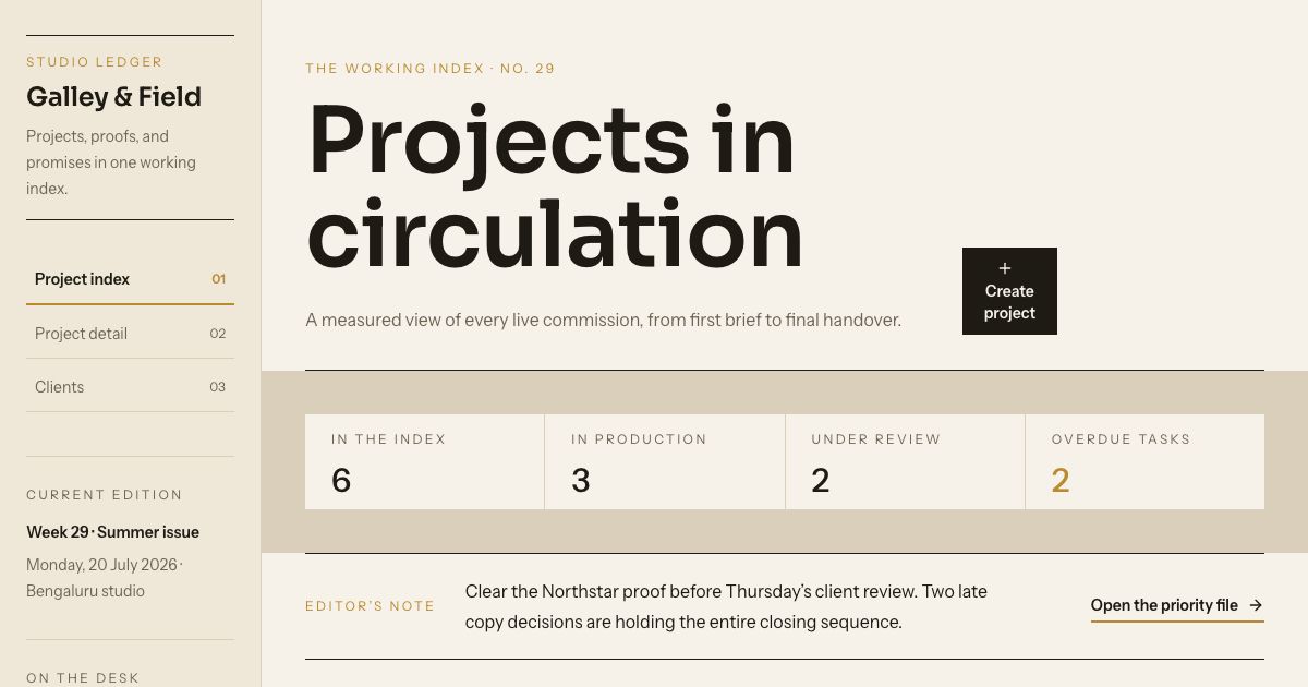 Agency Project Management Template — home page screenshot