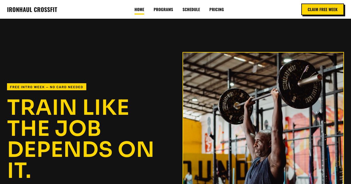 CrossFit Gym Website Template — home page screenshot