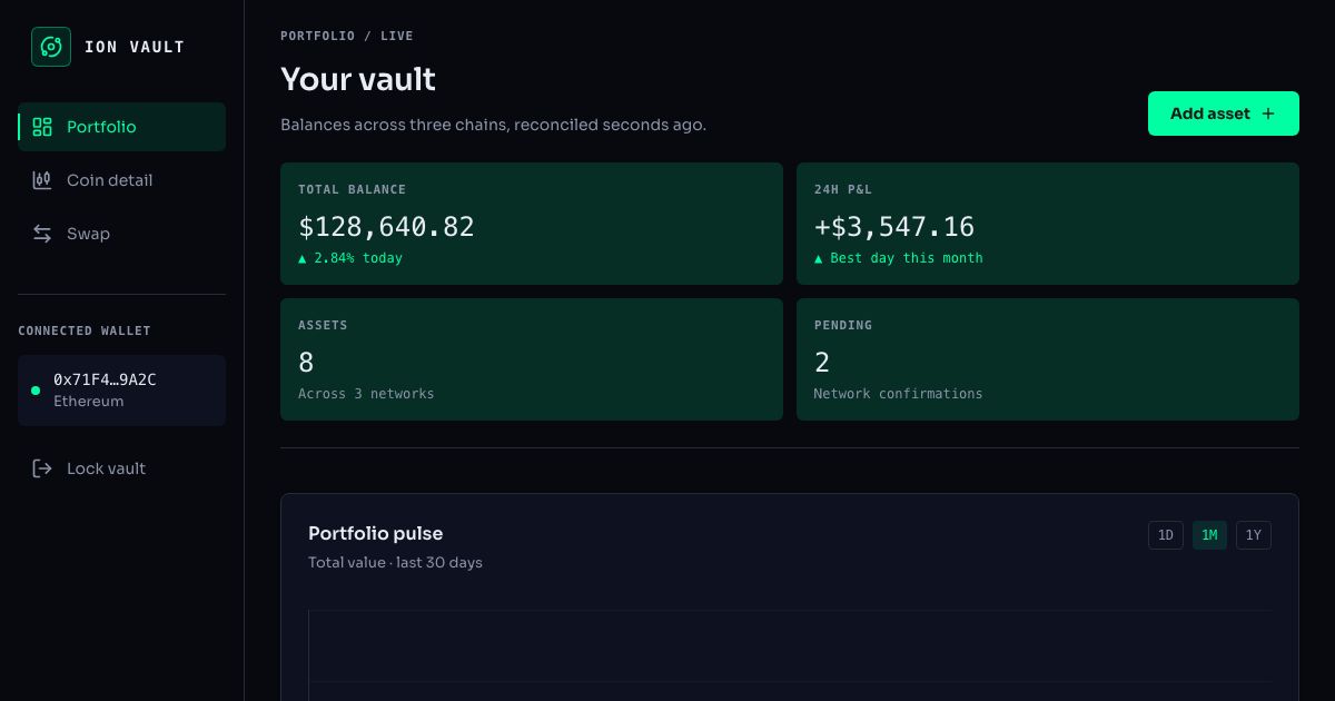 Crypto Portfolio Dashboard Template — home page screenshot