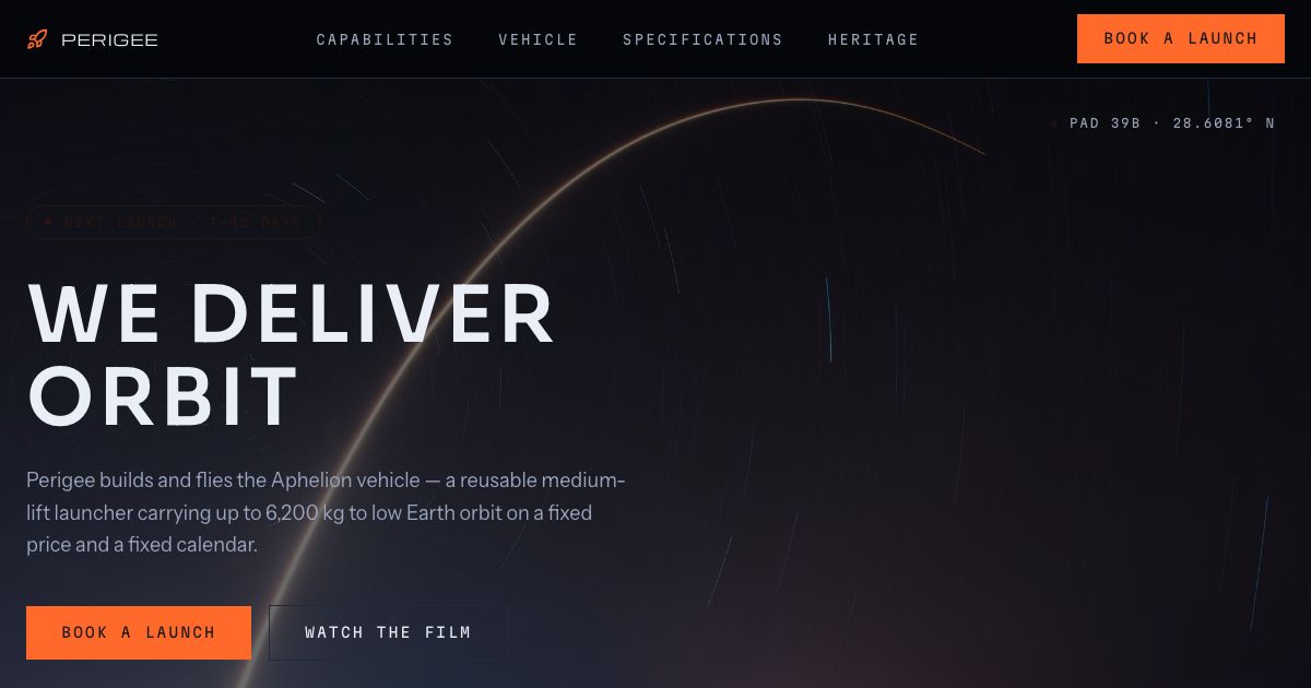 Dark Landing Page Template — home page screenshot