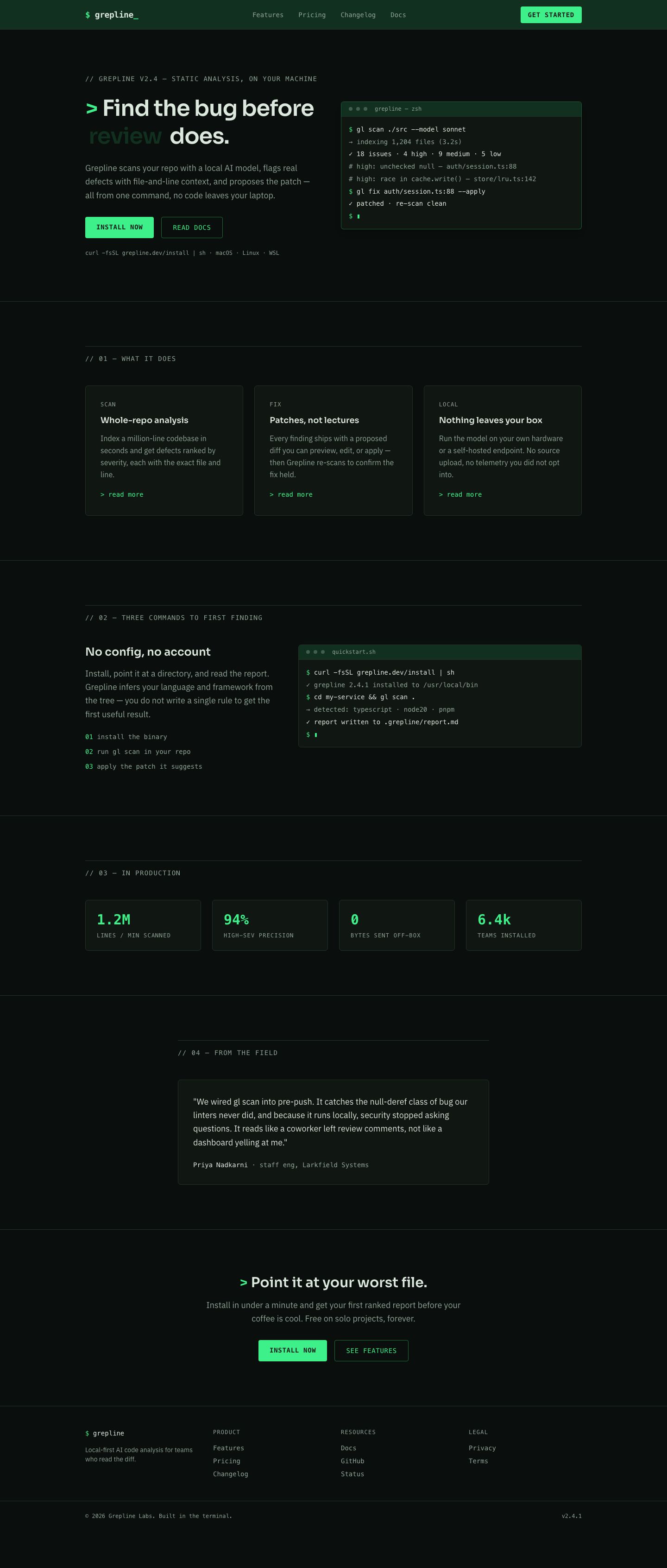Phosphor Grid — full page preview