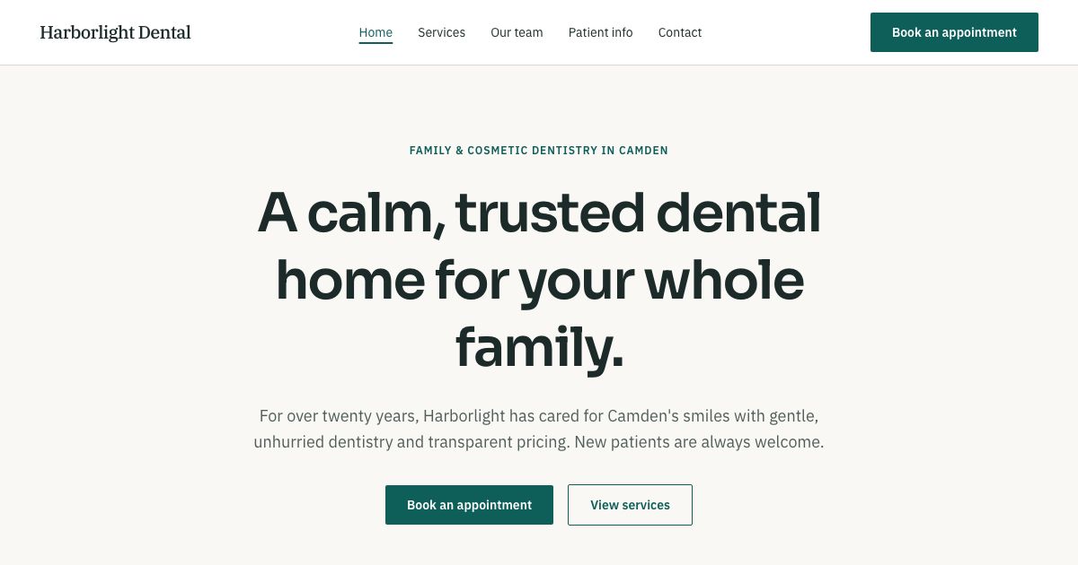 Dental Clinic Website Template — home page screenshot
