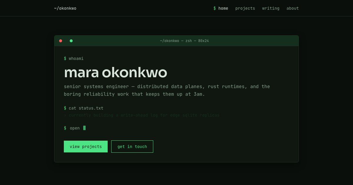 Developer Portfolio Template — home page screenshot