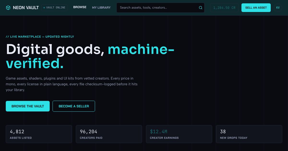 Digital Products Marketplace Template — home page screenshot