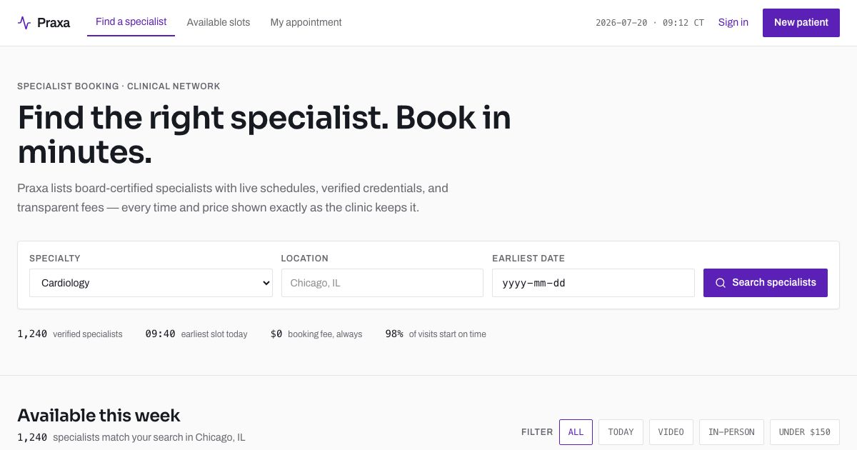 Doctor Appointment App Template — home page screenshot