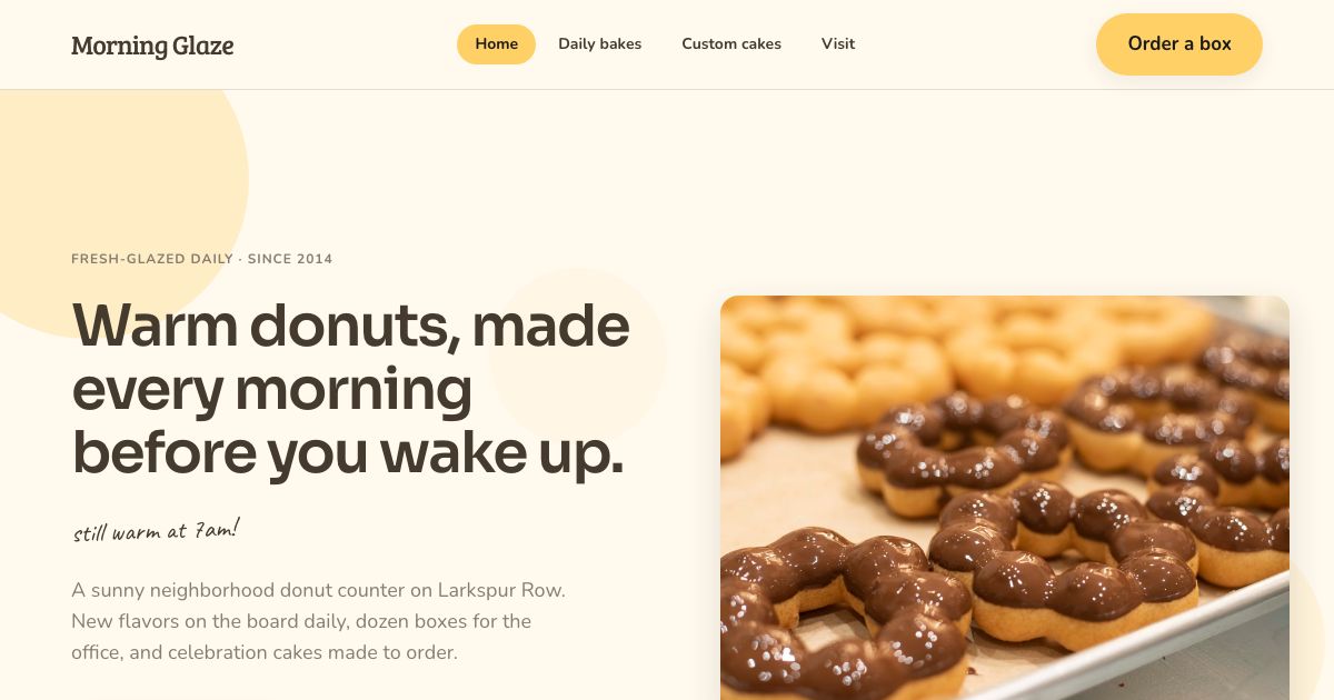 Donut Shop Website Template — home page screenshot