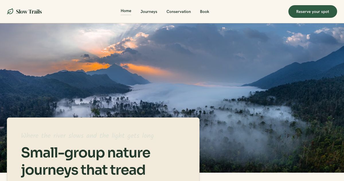 Ecotourism Website Template — home page screenshot