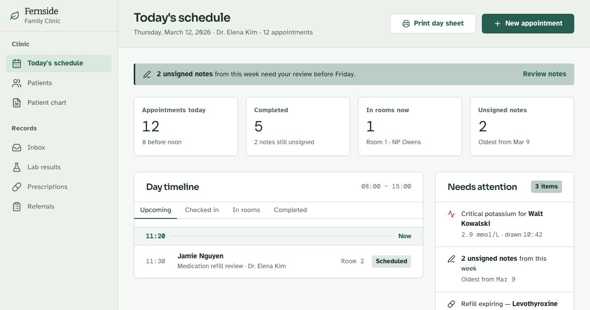 EHR UI Template — home page screenshot