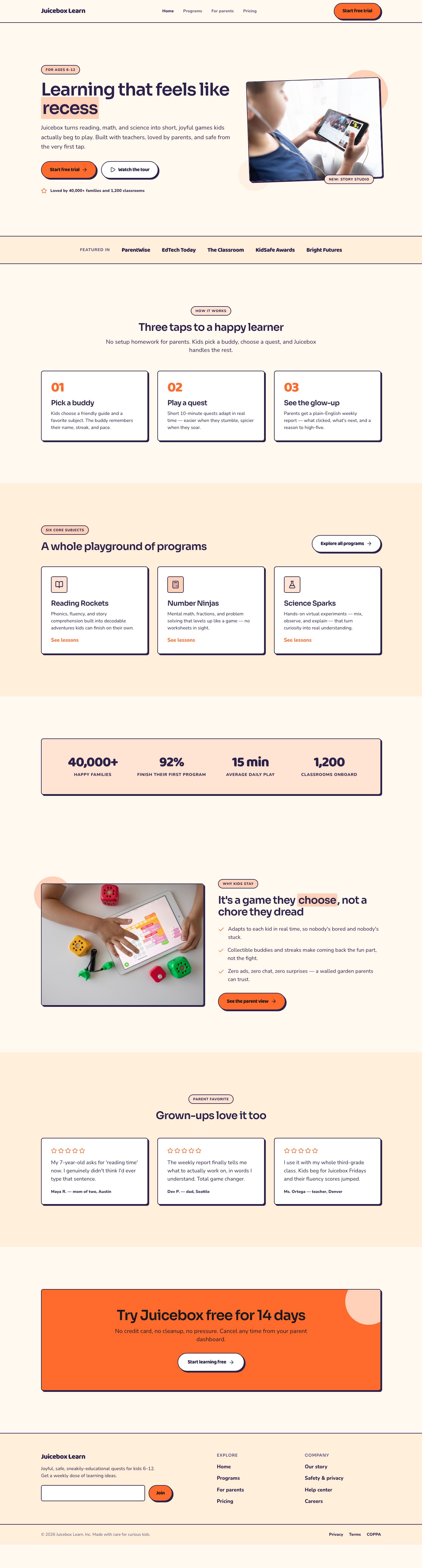 eLearning Website Template — full page preview