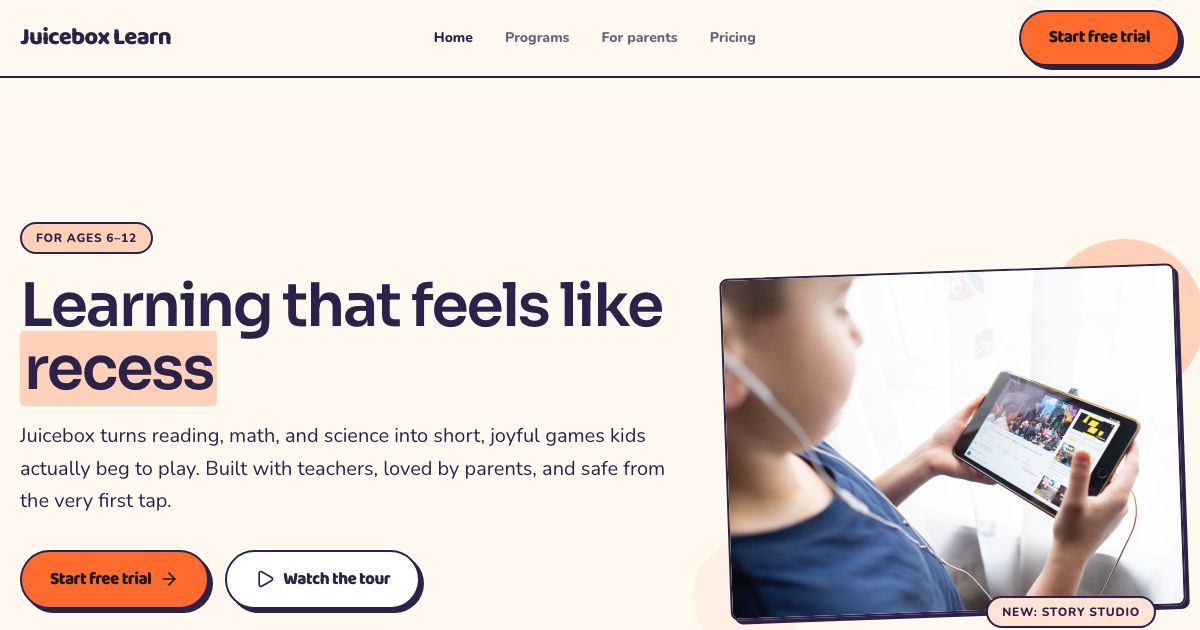 eLearning Website Template — home page screenshot