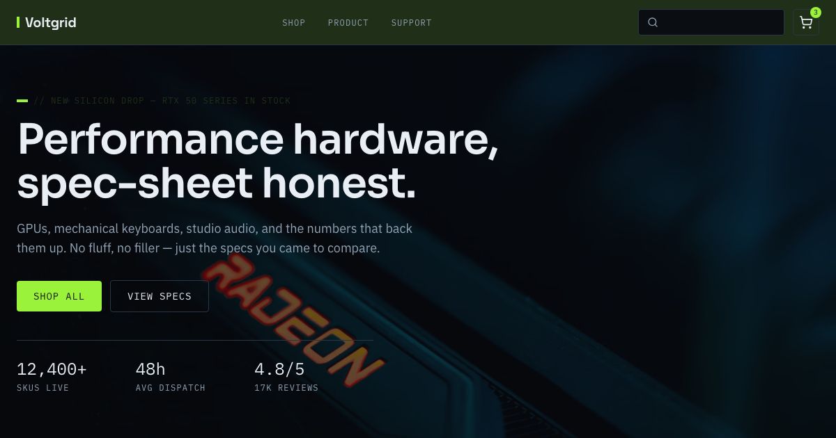 Electronics Store Template — home page screenshot