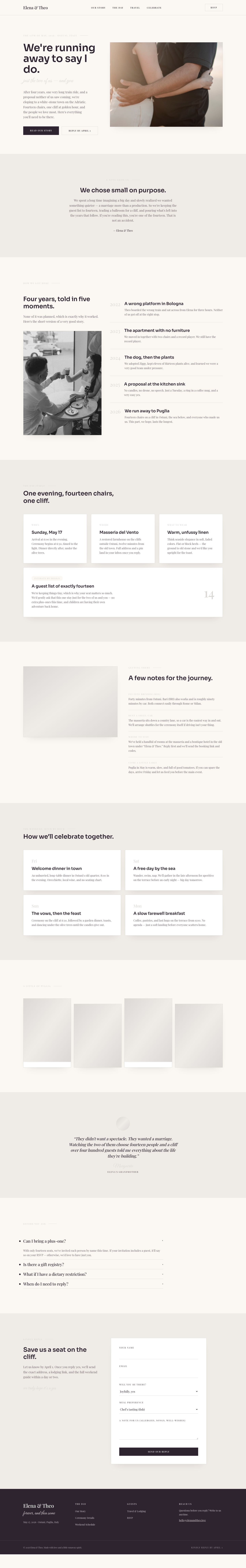 Elopement Website Template — full page preview