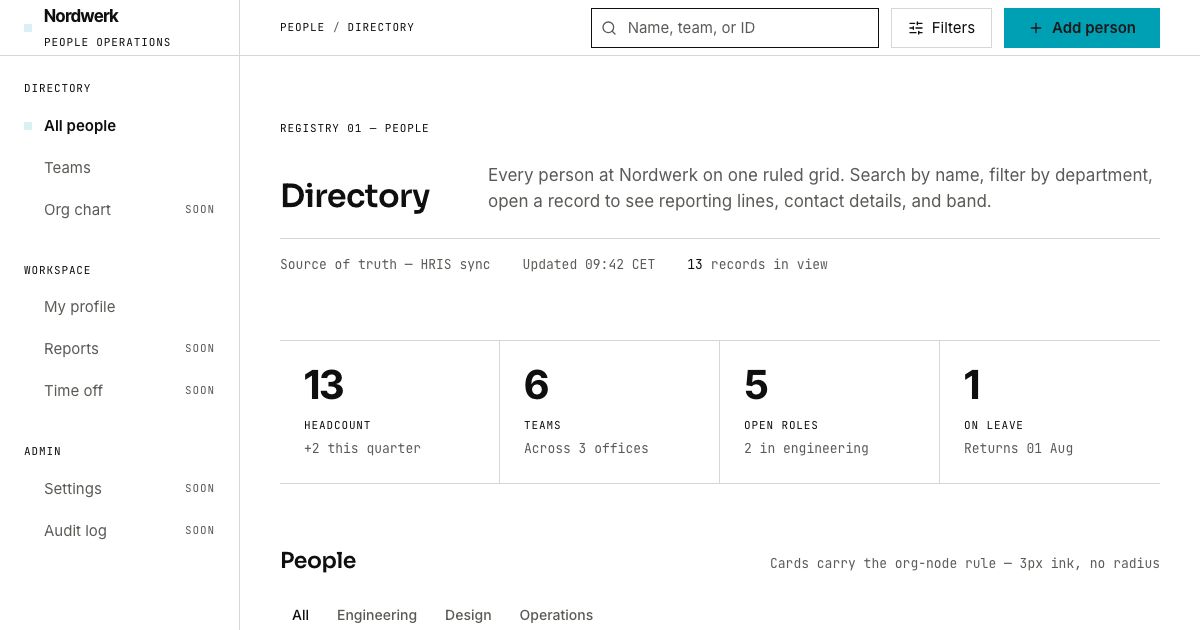Employee Directory Template — home page screenshot