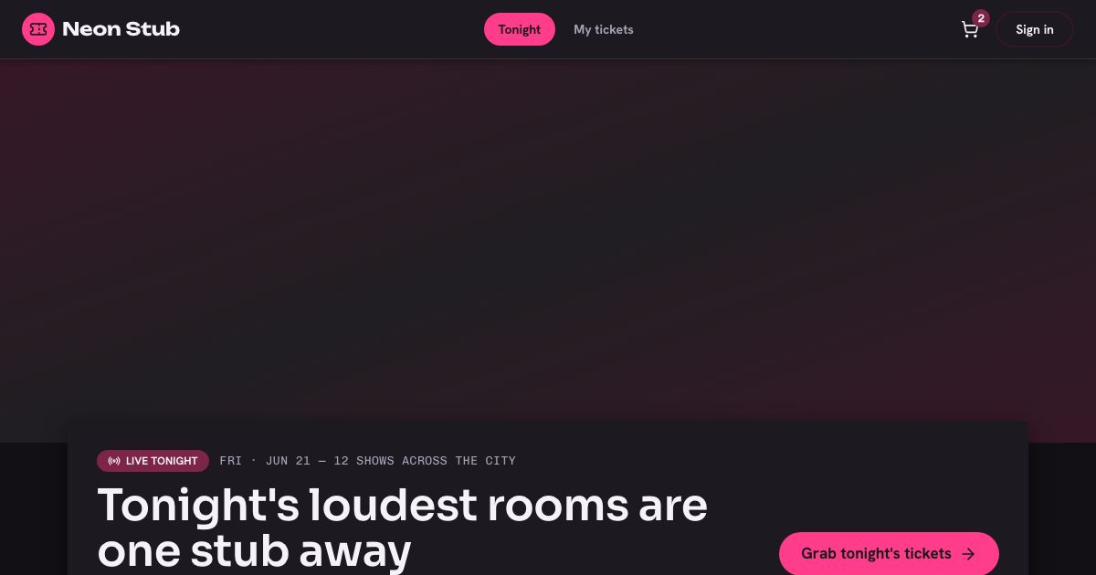 Event Ticketing App Template — home page screenshot