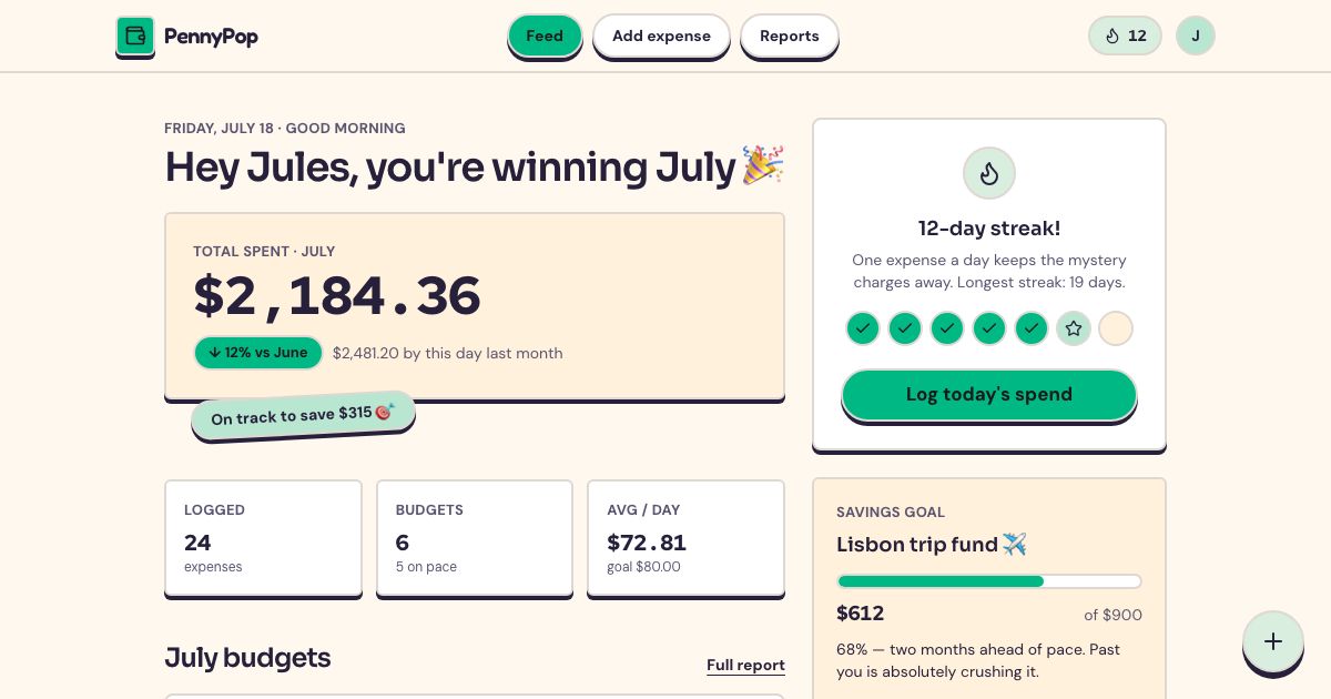 Expense Tracker App Template — home page screenshot