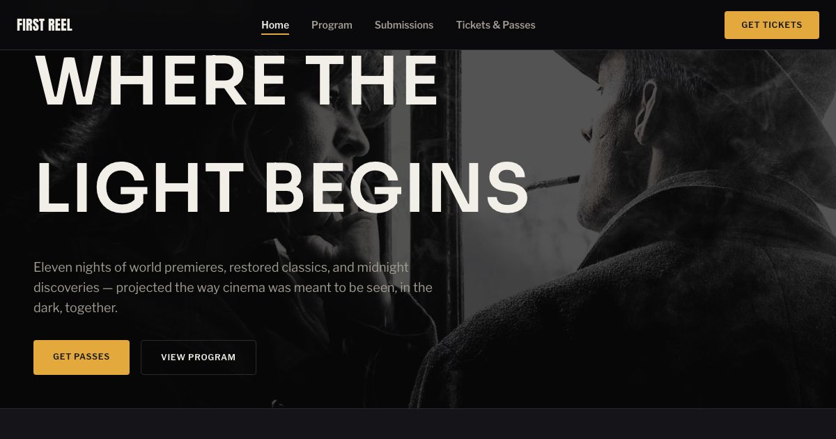 Film Festival Website Template — home page screenshot