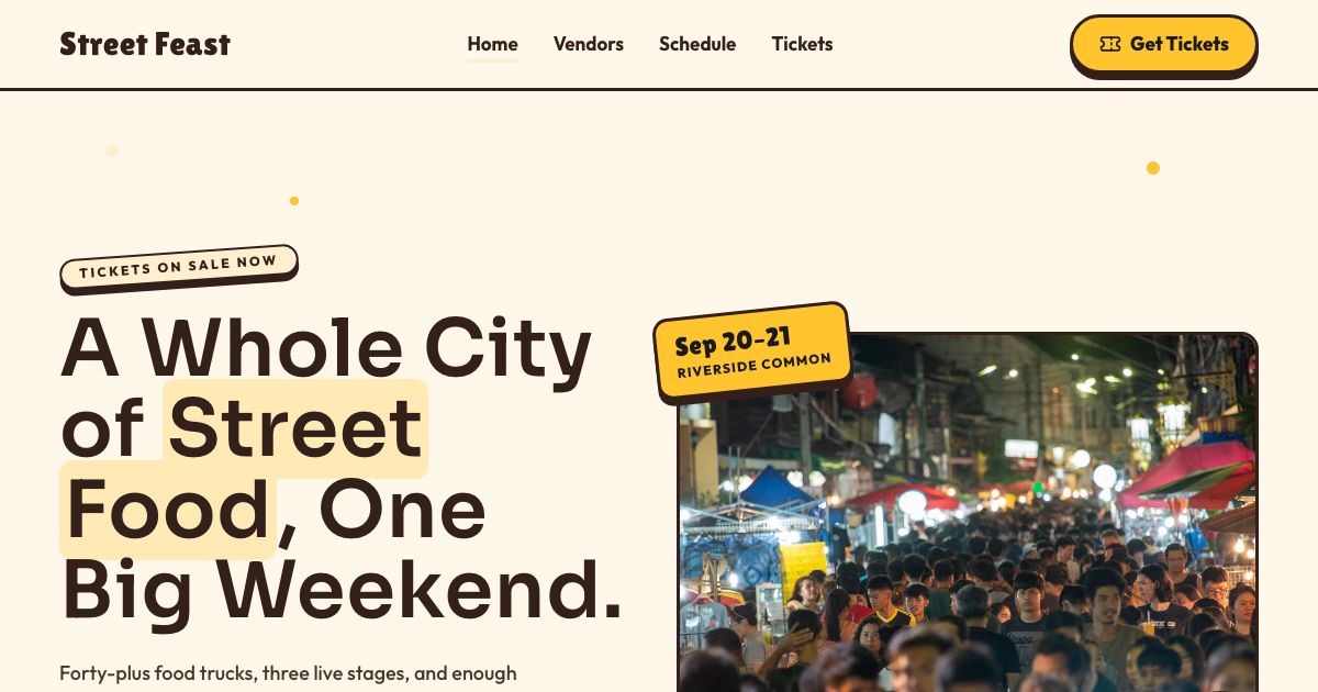 Food Festival Website Template — home page screenshot