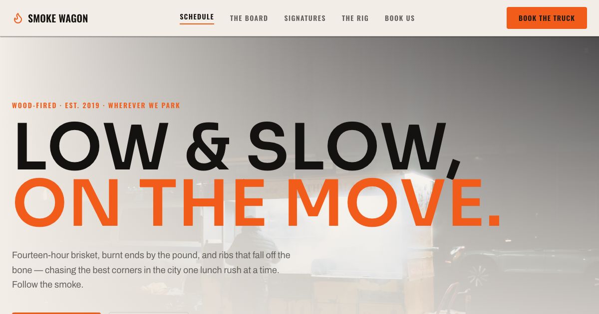 Food Truck Website Template — home page screenshot