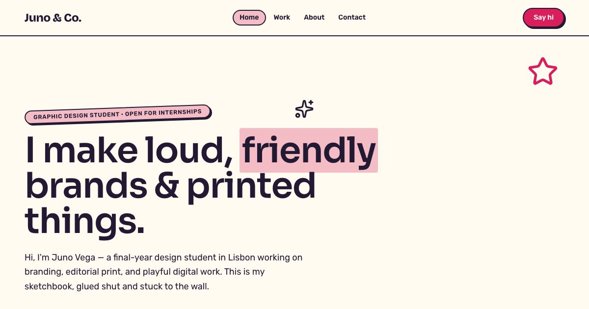 Graphic Designer Portfolio Template — home page screenshot