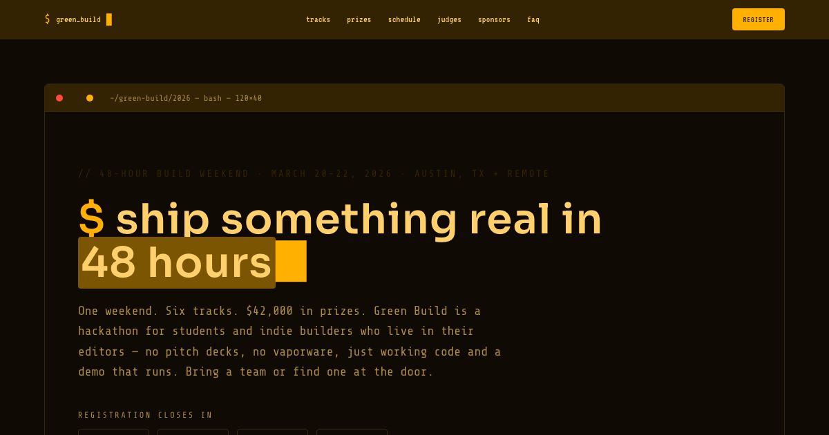 Hackathon Website Template — home page screenshot