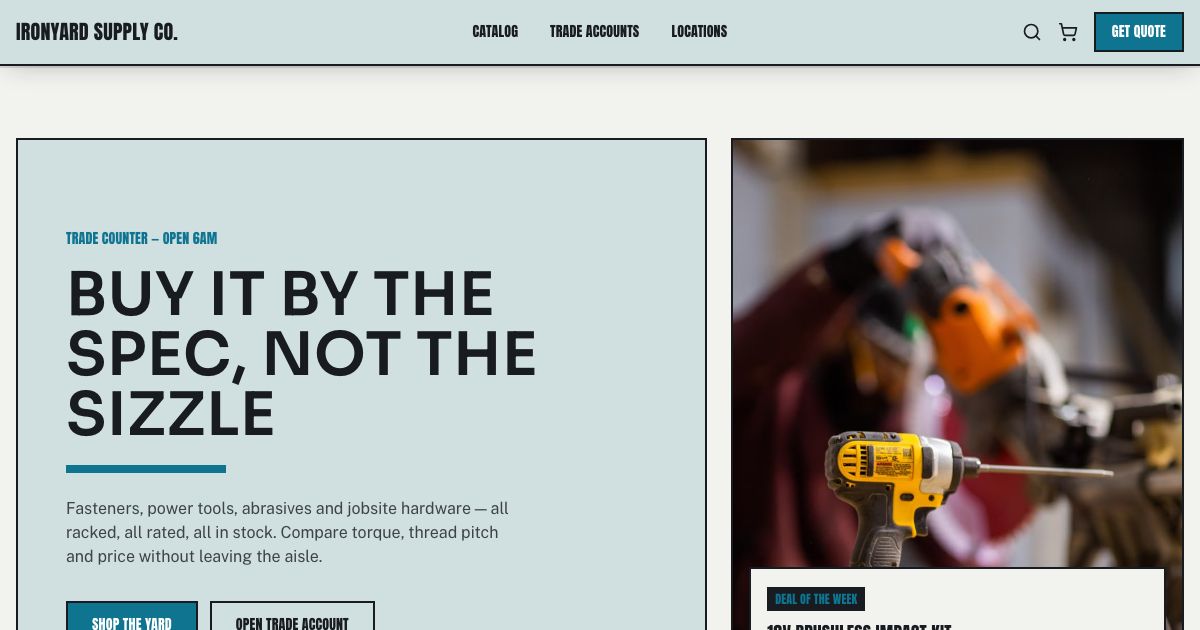 Hardware Store Website Template — home page screenshot