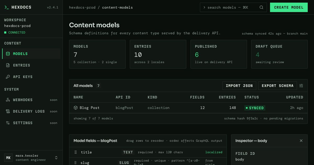 Headless CMS UI Template — home page screenshot
